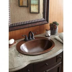 SINKOLOGY Seville 20 in. Drop-In Copper Bath Sink in Aged Copper 4 in. Faucet Holes with Overflow -Bathroom Sinks Sales aged copper sinkology drop in bathroom sinks bod 0903bc 31 1000