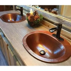 SINKOLOGY Seville 20 in. Drop-In Copper Bath Sink in Aged Copper 4 in. Faucet Holes with Overflow -Bathroom Sinks Sales aged copper sinkology drop in bathroom sinks bod 0903bc a0 1000