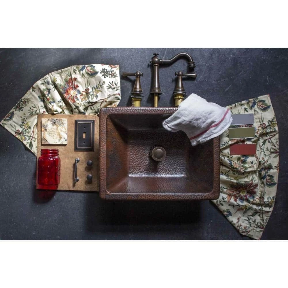 SINKOLOGY Hawking 17 in. Undermount or Drop-In Solid Copper Bathroom Sink in Aged Copper 7 SINKOLOGY Hawking 17 in. Undermount or Drop-In Solid Copper Bathroom Sink in Aged Copper - Image 5