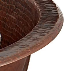 SINKOLOGY Franklin Leaf Custom Made Dual Mount Handmade Pure Solid Copper Bathroom Sink with Bowl Design in Aged Copper -Bathroom Sinks Sales aged copper sinkology drop in bathroom sinks sb299 19lf 44 1000