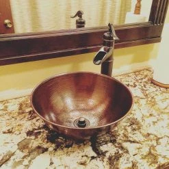SINKOLOGY Hubble 14 in. Solid Copper Bathroom Vessel Sink in in Aged Copper 13 SINKOLOGY Hubble 14 in. Solid Copper Bathroom Vessel Sink in in Aged Copper -Bathroom Sinks Sales aged copper sinkology vessel sinks brv 1405bc 31 1000