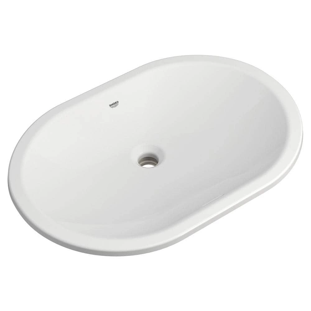GROHE Essence 24 in. Undermount Bathroom Sink in Alpine White 3 GROHE Essence 24 in. Undermount Bathroom Sink in Alpine White
