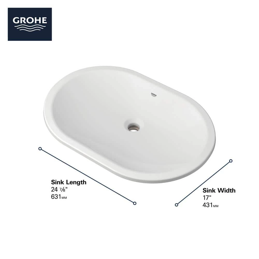 GROHE Essence 24 in. Undermount Bathroom Sink in Alpine White 6 GROHE Essence 24 in. Undermount Bathroom Sink in Alpine White - Image 4