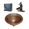 SINKOLOGY Bell All-In-One 19 in. Drop-In Copper Bathroom Sink with Pfister Ashfield Bronze 4 in. Faucet and Drain -Bathroom Sinks Sales antique copper sinkology drop in bathroom sinks sb101 19ac f042 64 1000