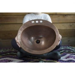 SINKOLOGY Bell All-In-One 19 in. Drop-In Copper Bathroom Sink with Pfister Ashfield Bronze 4 in. Faucet and Drain -Bathroom Sinks Sales antique copper sinkology drop in bathroom sinks sb101 19ac f042 66 1000