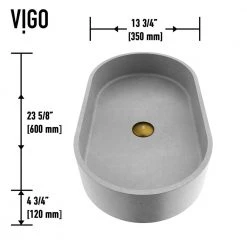 VIGO Concreto Stone 24 in. Concrete Oval Vessel Bathroom Sink in Gray with Lexington Faucet and Pop-Up Drain in Matte Gold -Bathroom Sinks Sales ash vigo vessel sinks vgt2027 66 1000