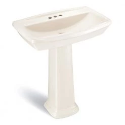 Glacier Bay Designer Series 30 in. Pedestal Sink Basin with 4 in. Faucet Center in Biscuit