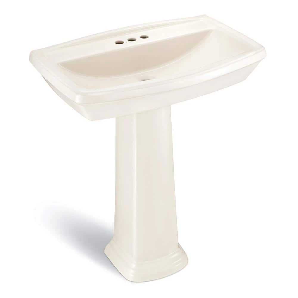 Glacier Bay Designer Series 30 in. Pedestal Sink Basin with 4 in. Faucet Center in Biscuit 3 Glacier Bay Designer Series 30 in. Pedestal Sink Basin with 4 in. Faucet Center in Biscuit