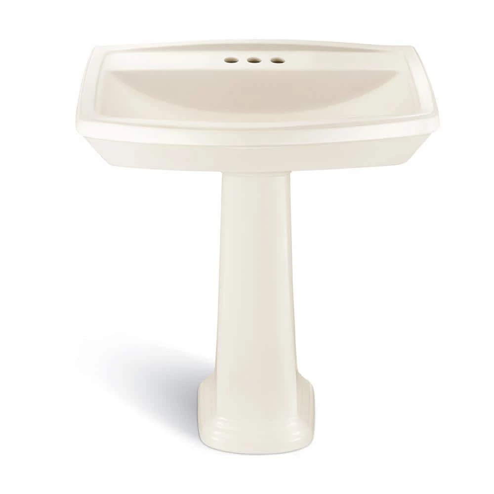 Glacier Bay Designer Series 30 in. Pedestal Sink Basin with 4 in. Faucet Center in Biscuit 4 Glacier Bay Designer Series 30 in. Pedestal Sink Basin with 4 in. Faucet Center in Biscuit - Image 2