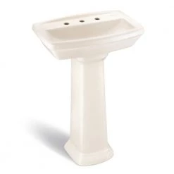 Glacier Bay Designer Series 30 in. Pedestal Sink Basin with 8 in. Faucet Center in Biscuit
