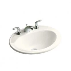 KOHLER Pennington Drop-In Vitreous China Bathroom Sink in Biscuit with Overflow Drain