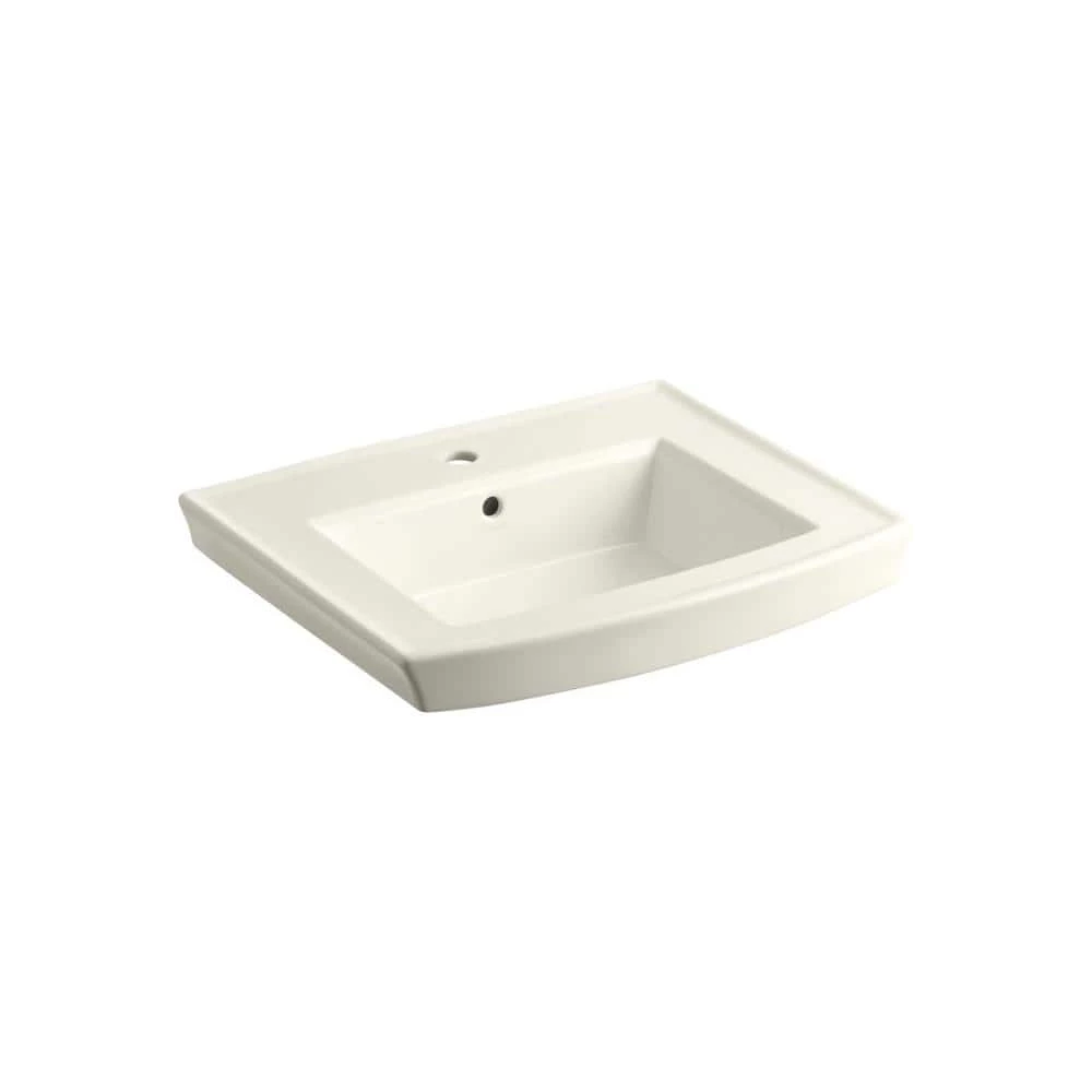KOHLER Archer 4 in. Vitreous China Pedestal Sink Basin in Biscuit with Overflow Drain 3 KOHLER Archer 4 in. Vitreous China Pedestal Sink Basin in Biscuit with Overflow Drain