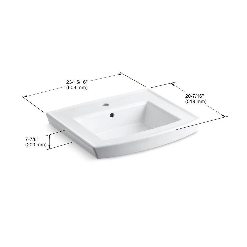 KOHLER Archer 4 in. Vitreous China Pedestal Sink Basin in Biscuit with Overflow Drain 4 KOHLER Archer 4 in. Vitreous China Pedestal Sink Basin in Biscuit with Overflow Drain - Image 2