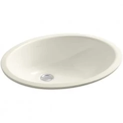 KOHLER Caxton Undermount Bathroom Sink with Glazed Underside in Biscuit