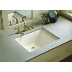 KOHLER Memoirs Vitreous China Undermount Bathroom Sink in Biscuit with Overflow Drain -Bathroom Sinks Sales biscuit kohler undermount bathroom sinks k 2339 96 40 1000