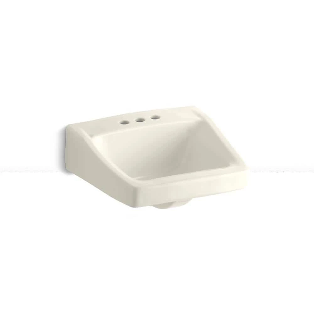 KOHLER Chesapeake Wall-Mount Vitreous China Bathroom Sink in Biscuit with Overflow Drain 3 KOHLER Chesapeake Wall-Mount Vitreous China Bathroom Sink in Biscuit with Overflow Drain