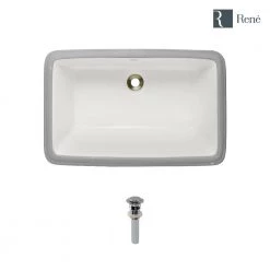 Rene Undermount Porcelain Bathroom Sink in Biscuit with Pop-Up Drain in Chrome -Bathroom Sinks Sales biscuit rene undermount bathroom sinks r2 1001 b pud c 40 1000