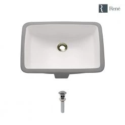 Rene Undermount Porcelain Bathroom Sink in Biscuit with Pop-Up Drain in Chrome -Bathroom Sinks Sales biscuit rene undermount bathroom sinks r2 1002 b pud c 40 1000