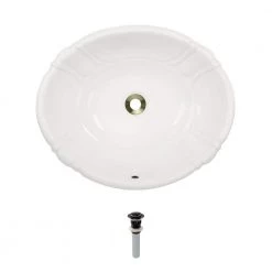 MR Direct Dual-Mount Porcelain Bathroom Sink in Bisque with Pop-Up Drain in Antique Bronze