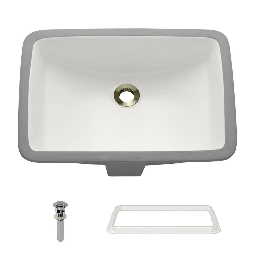 MR Direct 20-3/4 in. Undermount Bathroom Sink in Bisque with White SinkLink and Pop-Up Drain in Chrome 4 MR Direct 20-3/4 in. Undermount Bathroom Sink in Bisque with White SinkLink and Pop-Up Drain in Chrome - Image 2