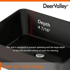 DEERVALLEY Classic Black Ceramic Rectangular Vessel Sink -Bathroom Sinks Sales black deervalley vessel sinks dv 2v031 76 1000