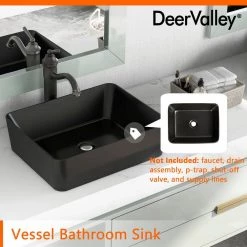 DEERVALLEY Classic Black Ceramic Rectangular Vessel Sink -Bathroom Sinks Sales black deervalley vessel sinks dv 2v031 77 1000