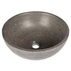 Eden Bath Small Round Stone Vessel Sink in Black Limestone -Bathroom Sinks Sales black eden bath vessel sinks eb s003bl h 1f 1000