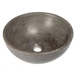 Eden Bath Small Round Stone Vessel Sink in Black Limestone -Bathroom Sinks Sales black eden bath vessel sinks eb s003bl h c3 1000