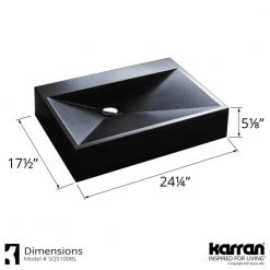 Karran Envy 25 in. Quartz Rectangular Vessel Sink in Black -Bathroom Sinks Sales black karran vessel sinks sqs100bl 1d 1000
