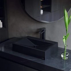 Karran Envy 25 in. Quartz Rectangular Vessel Sink in Black