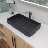 ALFI BRAND 24 in. Above Mount Porcelain Rectangular Vessel Sink in Black Matte -Bathroom Sinks Sales black matte alfi brand vessel sinks abc902 bm 64 1000