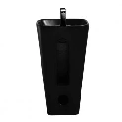 FINE FIXTURES Plainfield 18 in. W x 14.12 in. L Modern Black Matte Ceramic Round Pedestal Sink and Basin Combo -Bathroom Sinks Sales black matte fine fixtures pedestal sinks pl1814bl 1f 1000