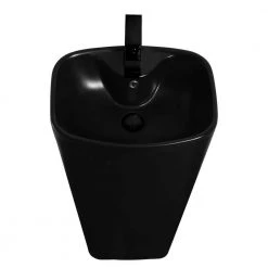 FINE FIXTURES Plainfield 18 in. W x 14.12 in. L Modern Black Matte Ceramic Round Pedestal Sink and Basin Combo -Bathroom Sinks Sales black matte fine fixtures pedestal sinks pl1814bl 44 1000