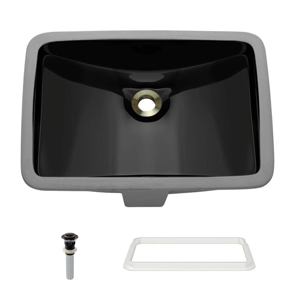 MR Direct 20-3/4 in. Undermount Bathroom Sink in Black with White SinkLink and Pop-Up Drain in Antique Bronze 4 MR Direct 20-3/4 in. Undermount Bathroom Sink in Black with White SinkLink and Pop-Up Drain in Antique Bronze - Image 2