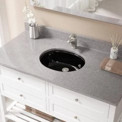 MR Direct Undermount Porcelain Bathroom Sink in Black with Pop-Up Drain in Brushed Nickel -Bathroom Sinks Sales black mr direct undermount bathroom sinks upm bl pud bn e1 1000