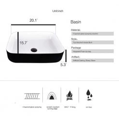 Puluomis Black Ceramic Rectangular Vessel Sink with Black Faucet -Bathroom Sinks Sales black puluomis vessel sinks us hw1124 1f 1000