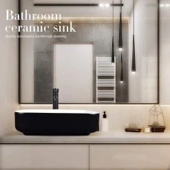 Puluomis Black Ceramic Rectangular Vessel Sink with Black Faucet -Bathroom Sinks Sales black puluomis vessel sinks us hw1124 31 1000