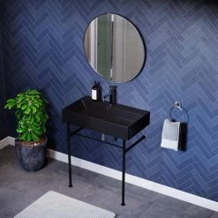 Swiss Madison Claire 30 in. Ceramic Console Sink in Matte Black Basin Black Legs -Bathroom Sinks Sales black swiss madison console sinks sm cs782 d4 1000