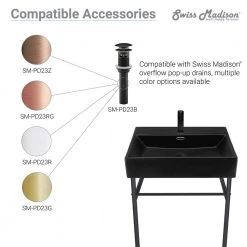 Swiss Madison Carre 36 in. Ceramic Console Sink in Matte Black Basin Black Legs -Bathroom Sinks Sales black swiss madison console sinks sm cs783 1f 1000