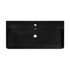 Swiss Madison Carre 36 in. Ceramic Console Sink in Matte Black Basin Black Legs -Bathroom Sinks Sales black swiss madison console sinks sm cs783 40 1000