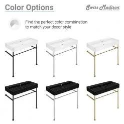 Swiss Madison Carre 36 in. Ceramic Console Sink in Matte Black Basin Black Legs -Bathroom Sinks Sales black swiss madison console sinks sm cs783 44 1000