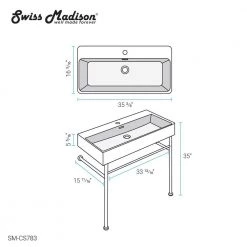 Swiss Madison Carre 36 in. Ceramic Console Sink in Matte Black Basin Black Legs -Bathroom Sinks Sales black swiss madison console sinks sm cs783 76 1000