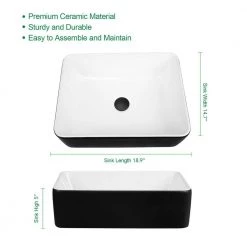 TOOLKISS 18.9 in. Ceramic Rectangular Vessel Sink in Black with Faucet 14 TOOLKISS 18.9 in. Ceramic Rectangular Vessel Sink in Black with Faucet -Bathroom Sinks Sales black toolkiss vessel sinks kd lw20 006 1f 1000