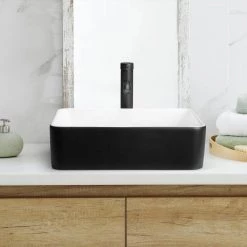 TOOLKISS 18.9 in. Ceramic Rectangular Vessel Sink in Black with Faucet 13 TOOLKISS 18.9 in. Ceramic Rectangular Vessel Sink in Black with Faucet -Bathroom Sinks Sales black toolkiss vessel sinks kd lw20 006 4f 1000