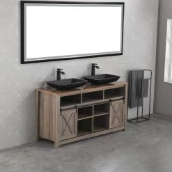 Tunuo Glass Rectangular Vessel Bathroom Sink in Black Set with Black Faucet and Pop-Up Drain in Black -Bathroom Sinks Sales black vessel sinks sf 2mb08 31 1000