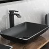 Tunuo Glass Rectangular Vessel Bathroom Sink in Black Set with Black Faucet and Pop-Up Drain in Black -Bathroom Sinks Sales black vessel sinks sf 2mb08 64 1000