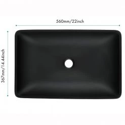 Tunuo Glass Rectangular Vessel Bathroom Sink in Black Set with Black Faucet and Pop-Up Drain in Black -Bathroom Sinks Sales black vessel sinks sf 2mb08 fa 1000