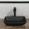 Tunuo Black Glass Rectangular Bathroom Vessel Sink with Black Faucet and Pop-Up Drain in Black -Bathroom Sinks Sales black vessel sinks sf mb02 64 1000