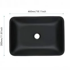 Tunuo Black Glass Rectangular Bathroom Vessel Sink with Black Faucet and Pop-Up Drain in Black -Bathroom Sinks Sales black vessel sinks sf mb02 76 1000