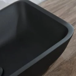 Tunuo Black Glass Rectangular Bathroom Vessel Sink with Black Faucet and Pop-Up Drain in Black -Bathroom Sinks Sales black vessel sinks sf mb02 fa 1000